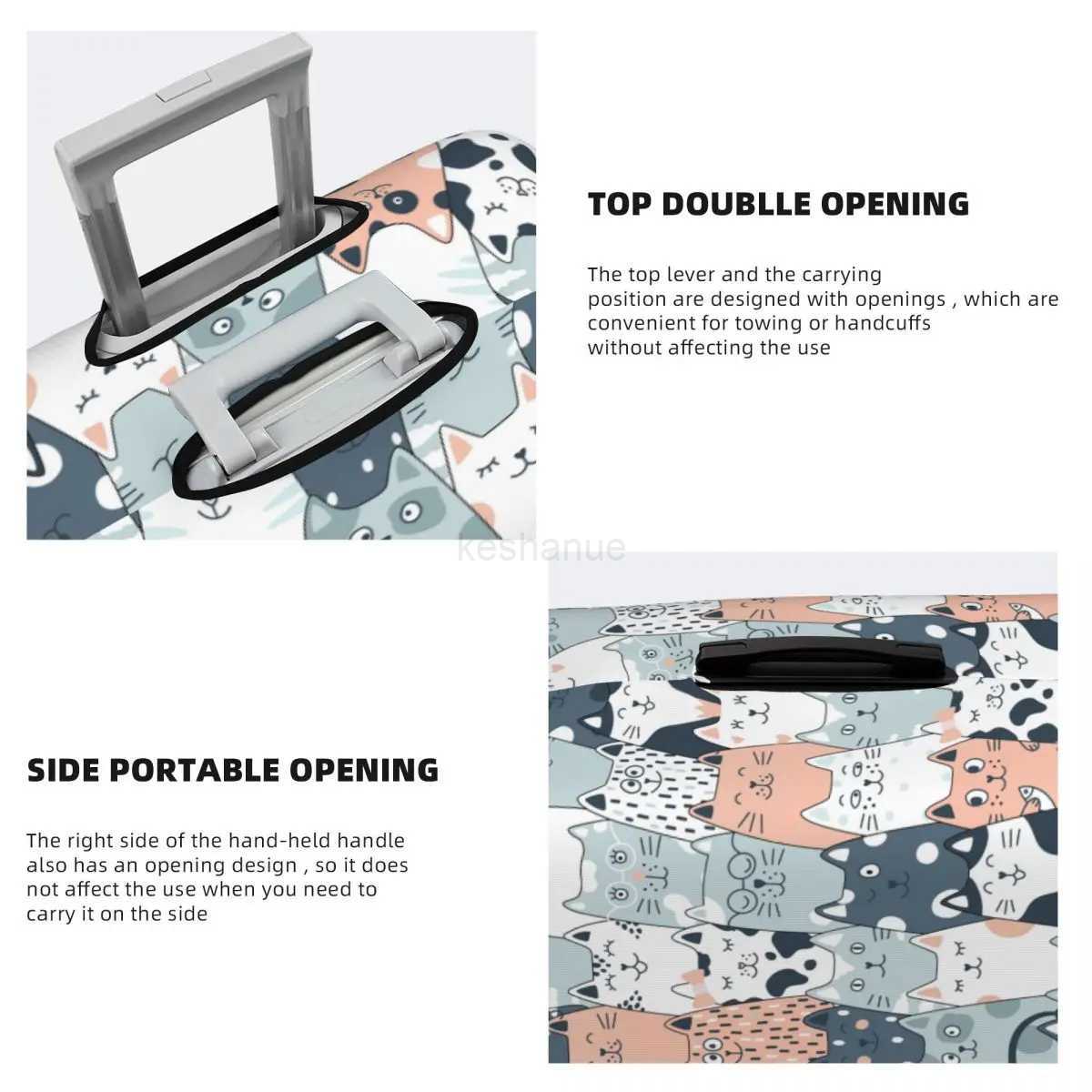 Custom Cute Kitten Cat Doodle Luggage Cover Protector Cute Travel Suitcase Protective Cover for 18-32 InchXJ240723