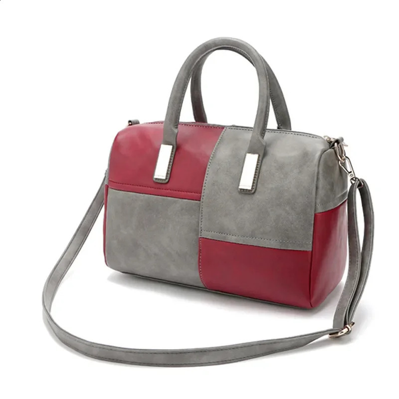 Fashion Boston Patchwork PU Leather Women Bag n Shoulder Crossbody Messenger Bags Handbag Short Handle 240819