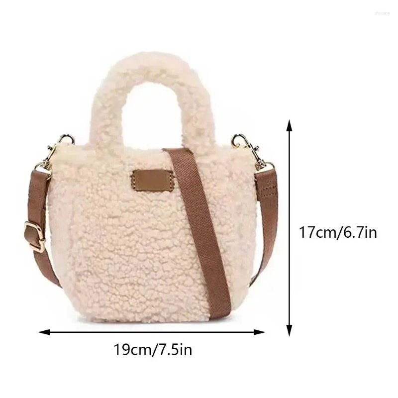 2025 NEW Bag Women Plush Crossbody Adjustable Strap Cute Soft Fluffy Handbag Solid Color Lamb Wool With Pendant For Autumn Winter