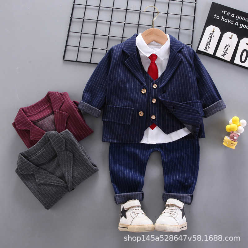 Clothing Sets Boys suit set childrens one year old British suit childrens new style boys baby flower girl autumn four piece set 96TG