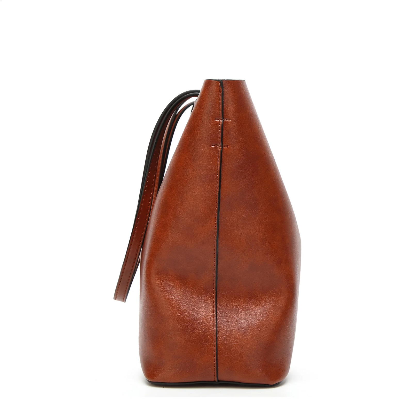 Waxed leather bucket bag simple double strap handbag shoulder 2024 womens universal shopping sac bolsa feminina 240723Zl