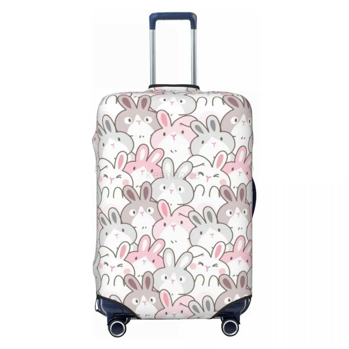 Cute Funny Rabbits Suitcase Cover Animal Cute Easter Doodle Business Protection Flight Elastic Luggage CaseXJ240723