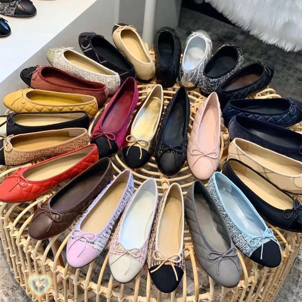 ballet flats designer shoe ballerinas women spring quilted genuine leather slip on ballerina luxury round toe ladies dress shoes with box 489