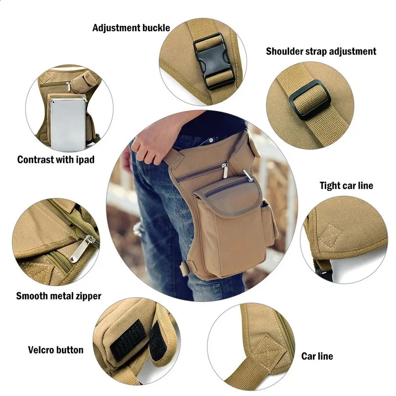 Men Canvas Drop Waist Bags Leg Pack Bag Men Belt Bicycle And Motorcycle Money Belt Fanny Pack For Work High Quality 240815