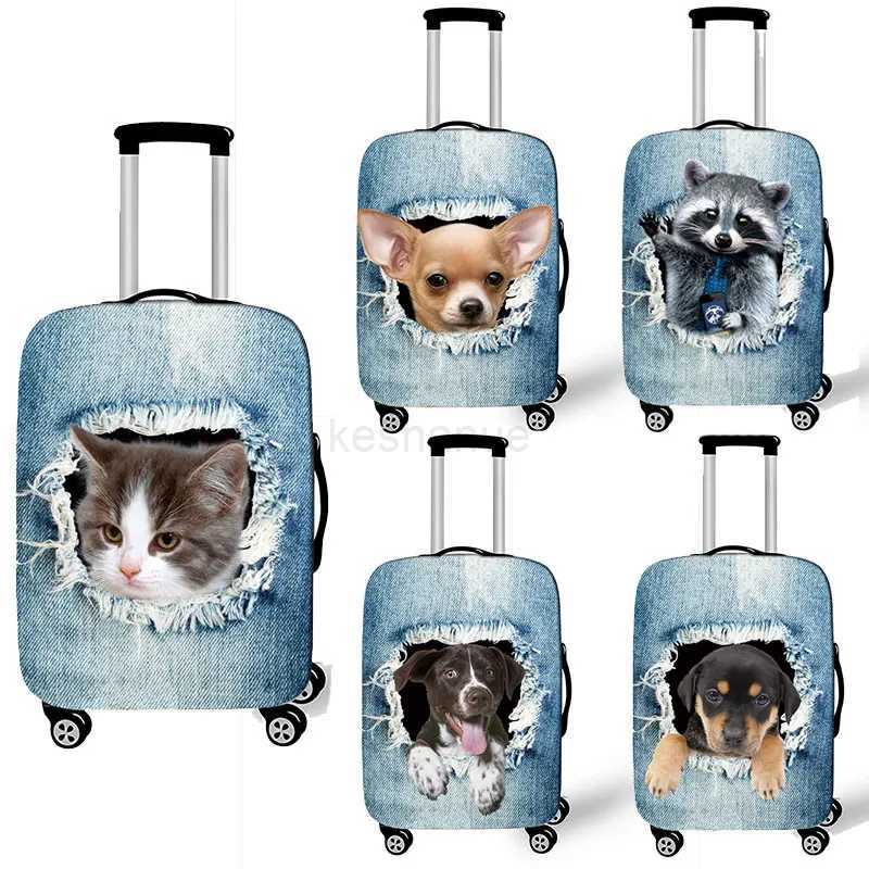 Lovely Cowboy Cat / Dog Print Luggage Cover 18-32 Inch Trolley Case Bag Suitcase Protective Covers for Travel AccessoriesXJ240723