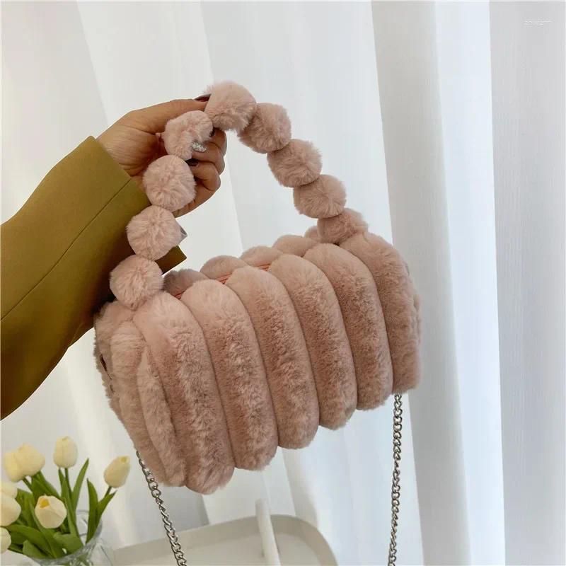 Shoulder Bags Trend Plaid Plush For Women Designer Square Female Bag Fashion Purse Winter Crossbody Handbag zhanyishengli