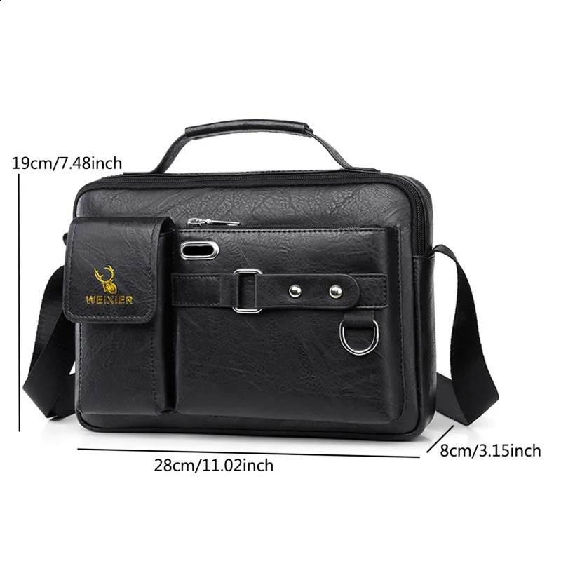 Men Vintage Shoulder Bag Pu Leather Business Messenger Bag For Man Fashion Small Male Crossbody Bags Handbags 240723