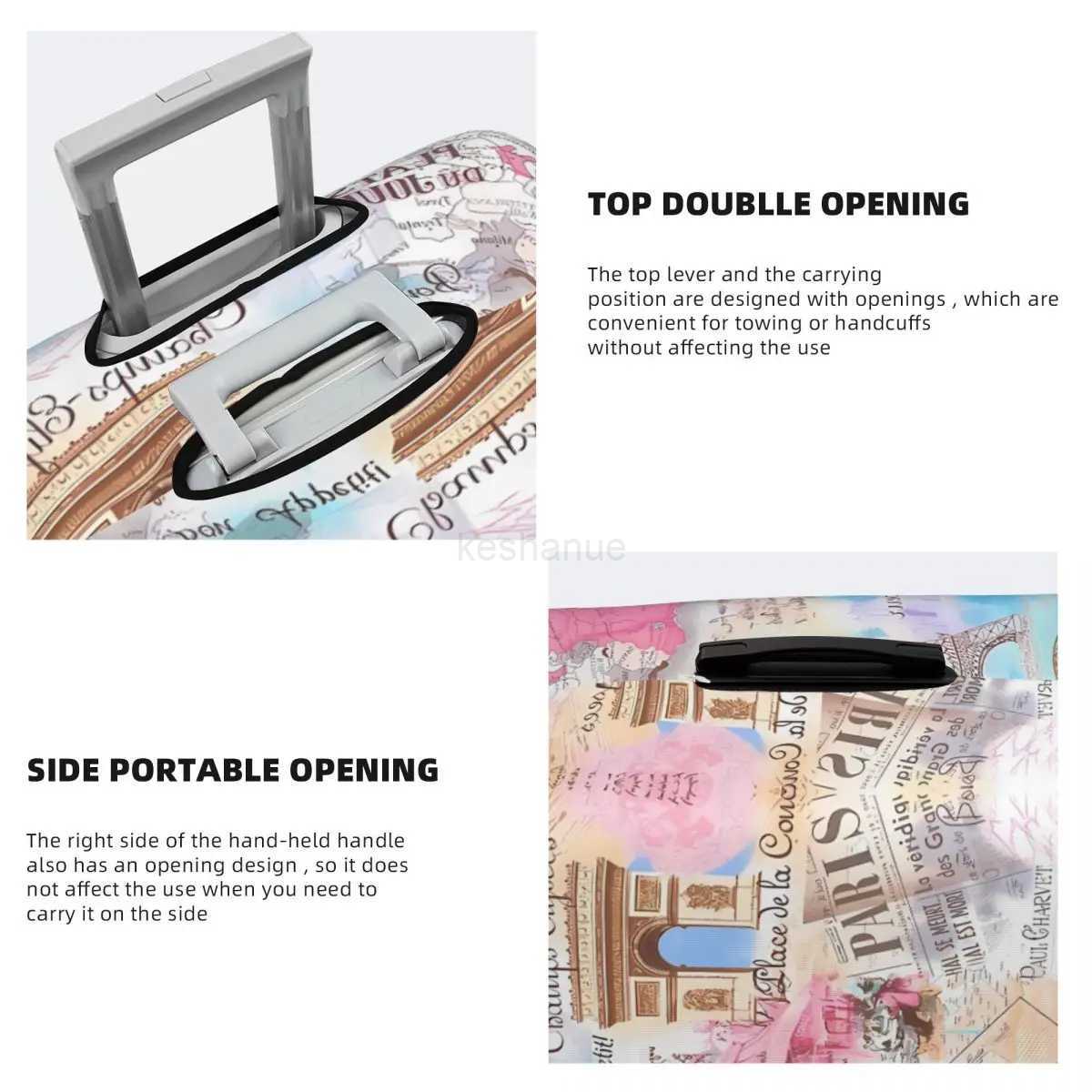 Paris Graffiti Suitcase Cover Vacation Eiffel Tower Painting Fun Luggage Supplies Travel ProtectorXJ240723