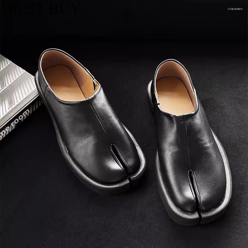 Casual Shoes 2024 Retro Split Toe Thick Sole Shallow Women Slip-On Loafers Designer Style Comfortabl Men Size 45