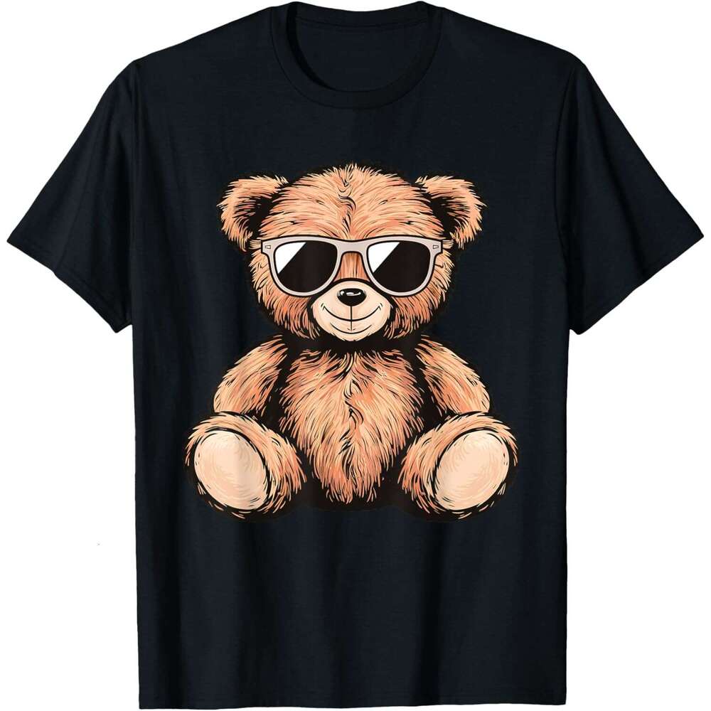 Men tops graphic tee Cool Teddy Bear Men Casual Cute Funny Graphic T-Shirt Free shipping