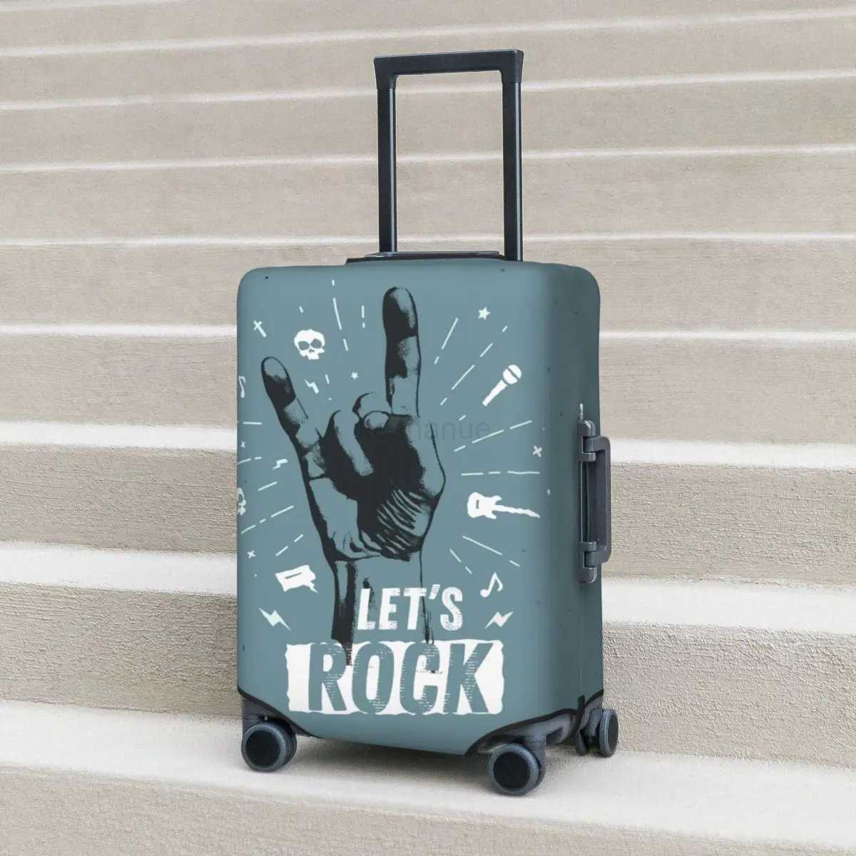 Hipster Vintage Label Suitcase Cover Rock Holiday Cruise Trip Elastic Luggage Case Protection Xmas GiftXJ240723