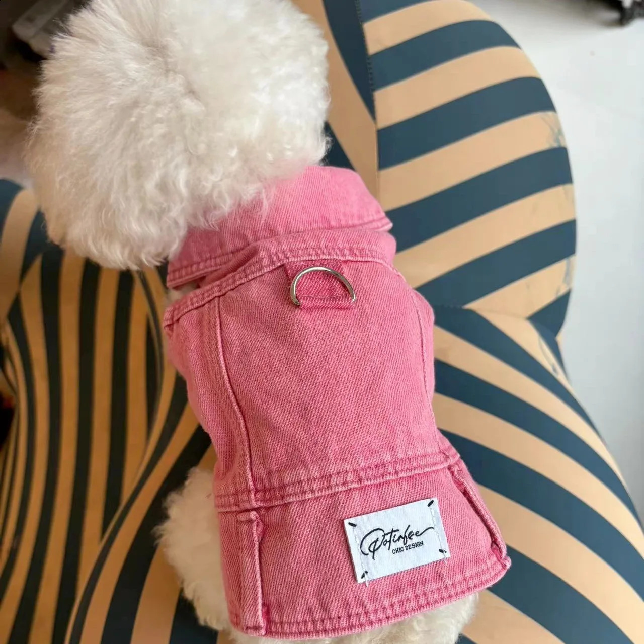 Pet Washed All Cotton Denim Bixiong Bomei Teddy Trendy Coat Puppy Clothes Dogs Vest Dog Costume 240722