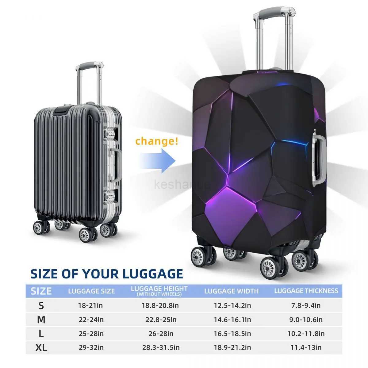 3d Neon Printing Suitcase Cover Colorful Abstract Geometry Travel Holiday Useful Luggage Accesories ProtectorXJ240723