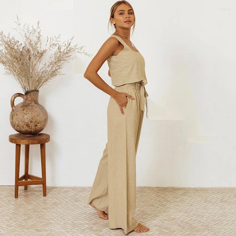 Women's Sleepwear 2024 Cotton Linen Pajamas For Women Designer Summer Home Wear Set Young Girl Lady Nightwear