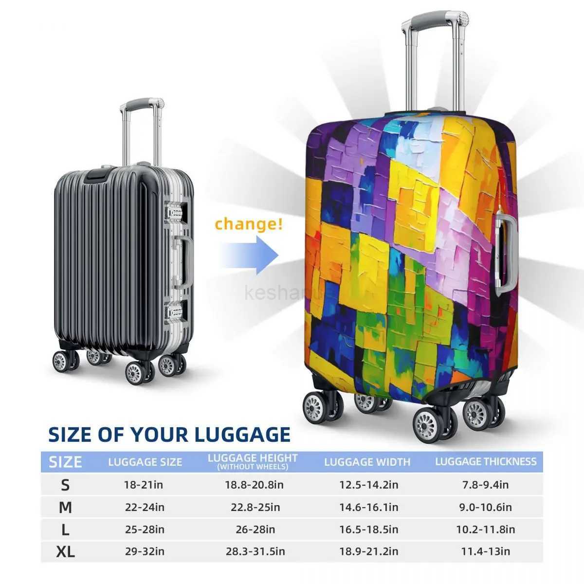 Brush Print Suitcase Cover Abstract Geometric Holiday Business Strectch Luggage Accesories ProtectionXJ240723