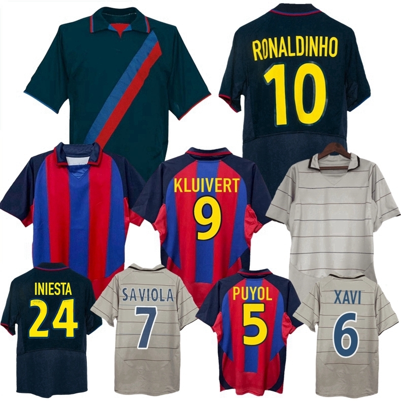 2003 2004 XAVI Ronaldinho retro soccer jerseys 03 04 classic vintage Kluivert COCU Iniesta Luis Enrique PUYOL football shirt
