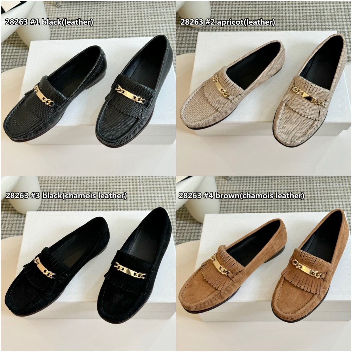 2024 New Loafers Leather Luxury Design Shoe Metal Buckle Black Single Shoes EU35-41