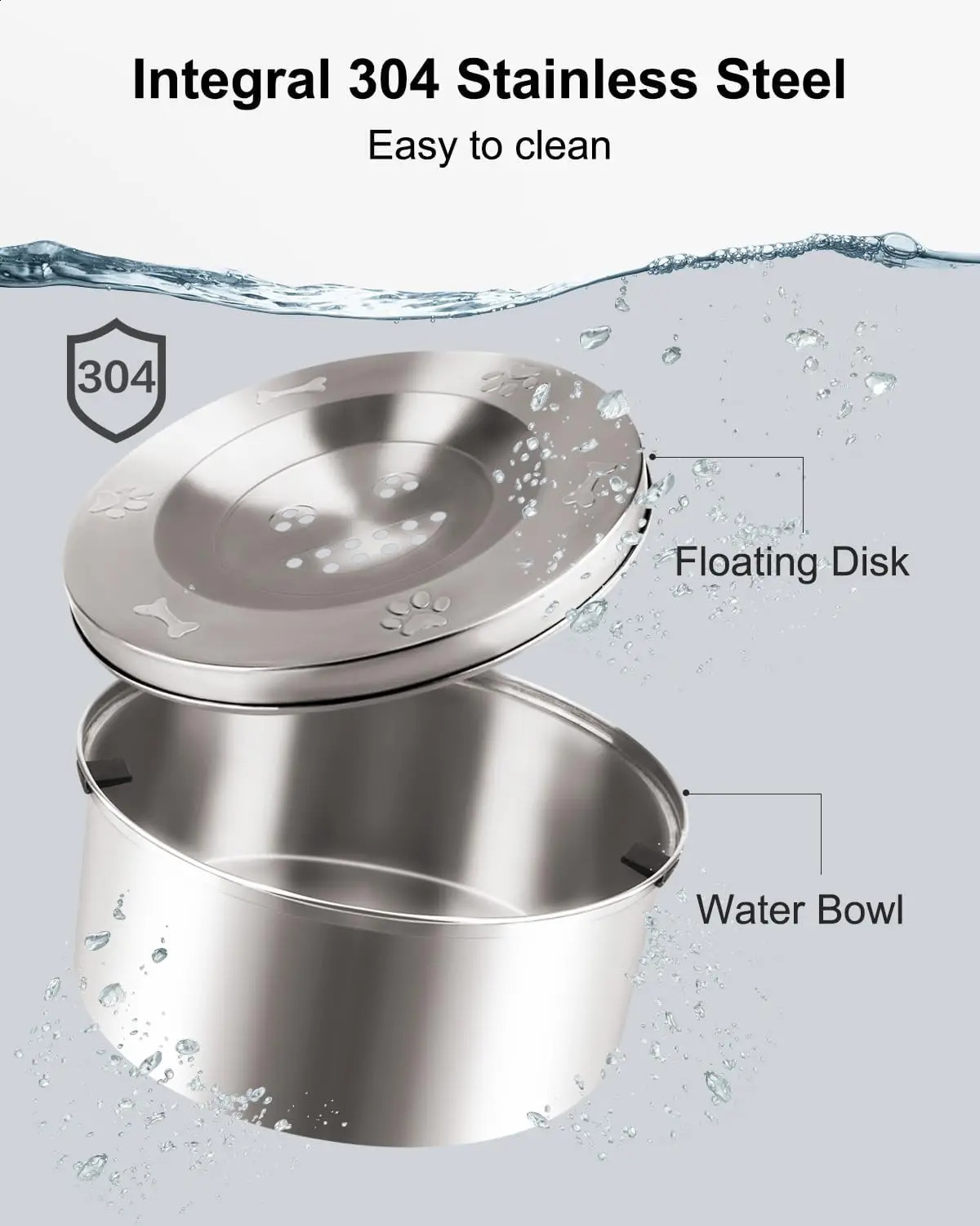 3L Stainless Steel No Spill Water Bowl for Dogs Non-Slip Slow Dog Bowl Water Feeder Dispenser for Medium Large Dogs 240722