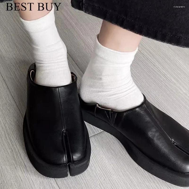 Casual Shoes 2024 Retro Split Toe Thick Sole Shallow Women Slip-On Loafers Designer Style Comfortabl Men Size 45