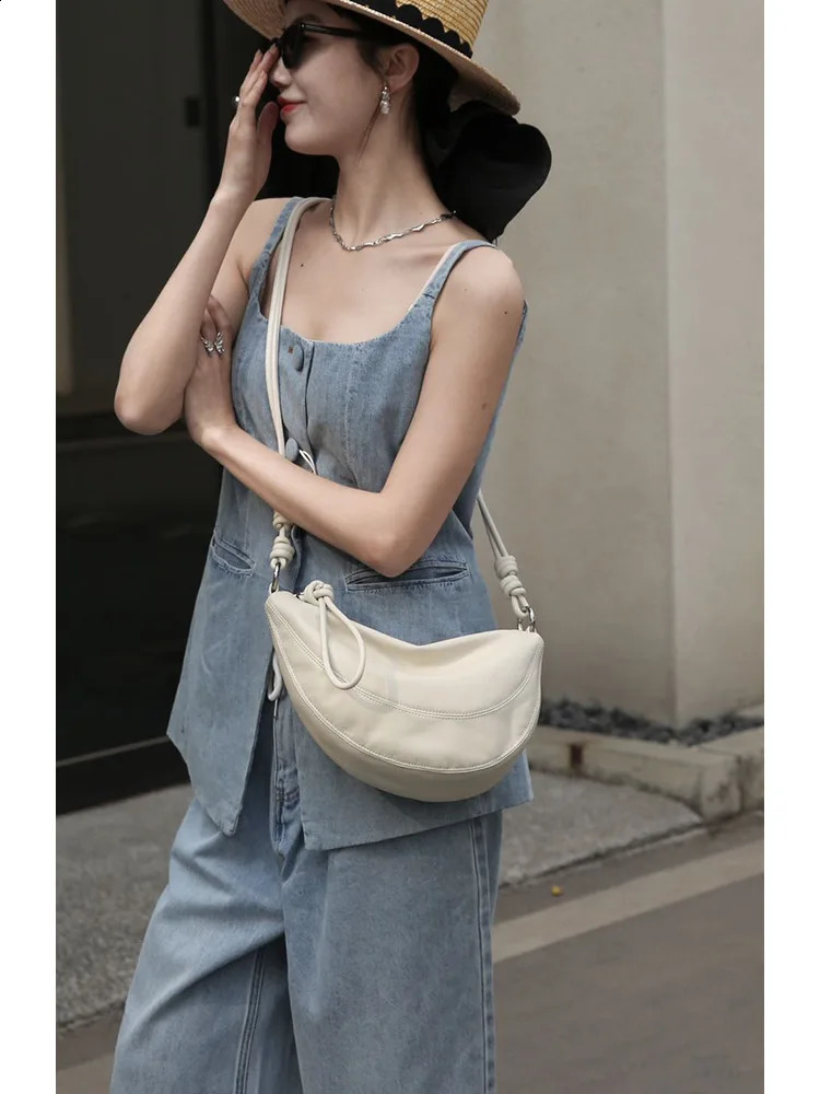 Korean Casual Sheepskin Women Shoulder Hobo Dumpling Bag 100% Natural Genuine Leaher Female Crossbody Saddle for Ladies 240722