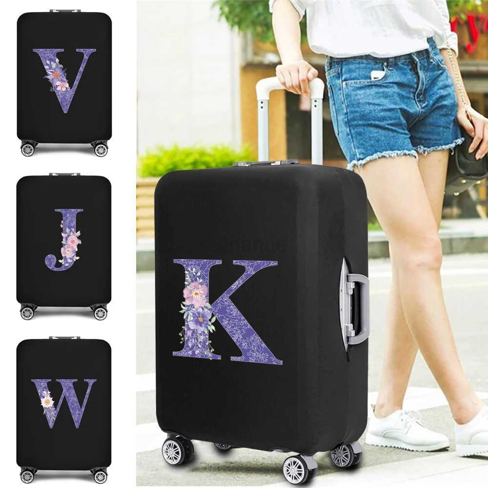 Fashion Luggage Cover Travel Accessories Elastic Suitcase Cover Purple 26 Flower Letter Print Trolley Case Protective Dust CoverXJ240723