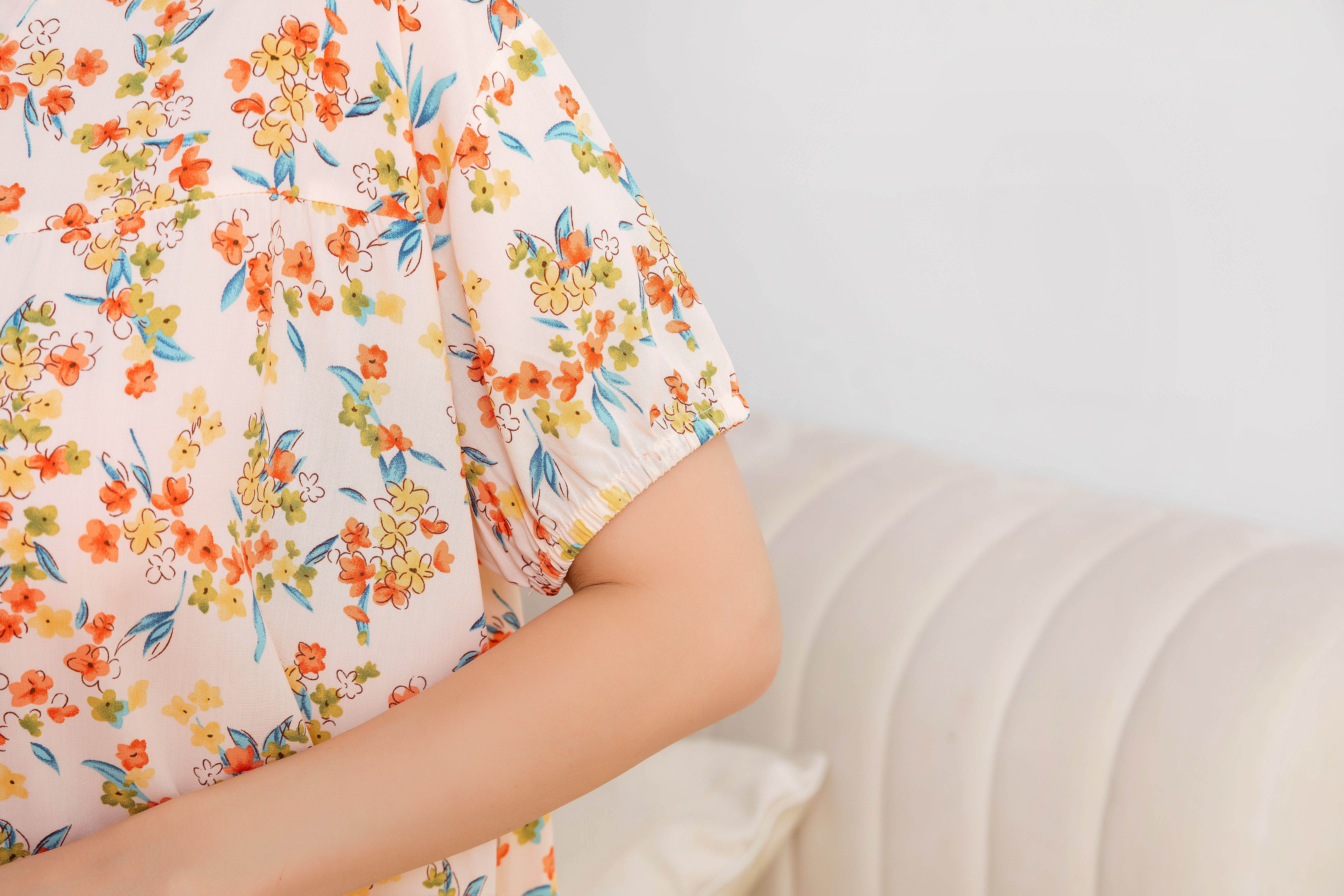 Ladies Inulin Floral Design Sleepwear Shorts & Top Ensemble (D202) - Soft PJs