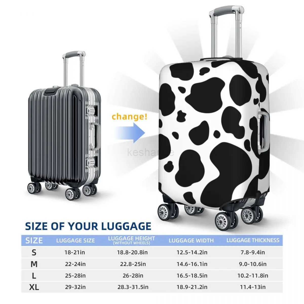 Black And White Cow Print Suitcase Cover Vacation Cow Spots Pattern Fun Luggage Case Travel ProtectorXJ240723