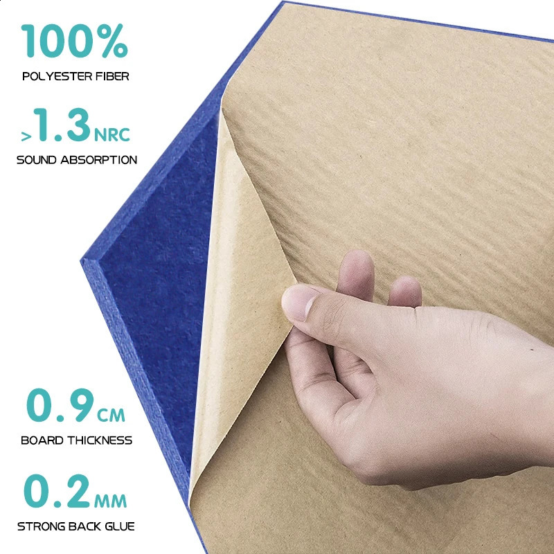 6Pcs Hexagon Polyester Wall Panels Soundproofing Sound Proof Selfadhesive Acoustic Panel Office Esports Room Nursery Decor 240722