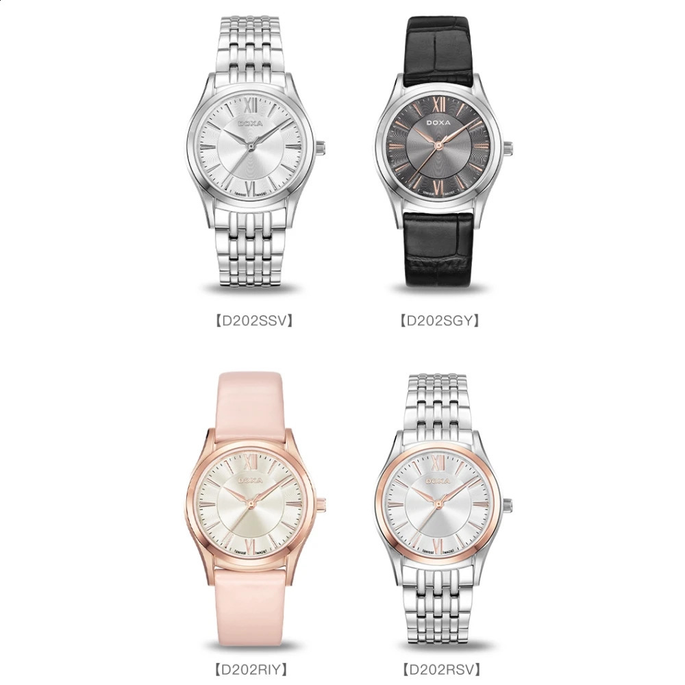DOXA Ladies Quartz Watch Business Casual Round Dial Pink Strap 10Bar Waterproof Highend Atmosphere 240716