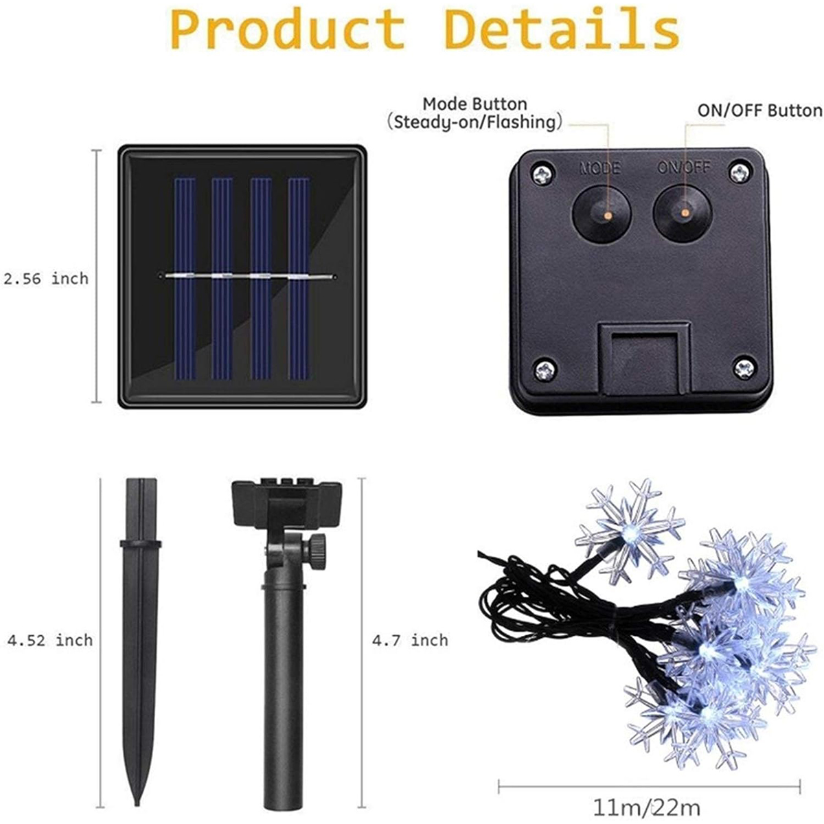 LED Solar Snowflake Waterproof String Lights Outdoor Garden Balcony Decoration String Lights