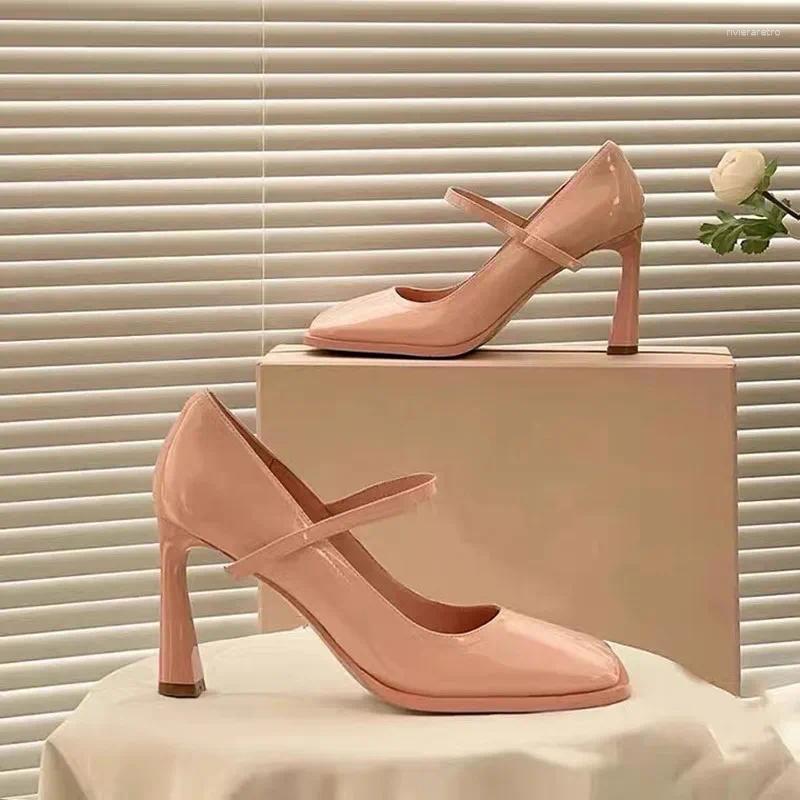 Dress Shoes Square Toe Women Pumps Designer Sandals High Heels Summer Ankle Strap Party Star Style Wedding Prom