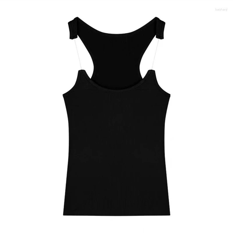 Women's Tanks Rib Knit Y2k Clothes Invisible Clear Shoulder Strap Stretch Shirts Low Cut Sleeveless Slim T-shirts Women 2024 Summer Tank Top