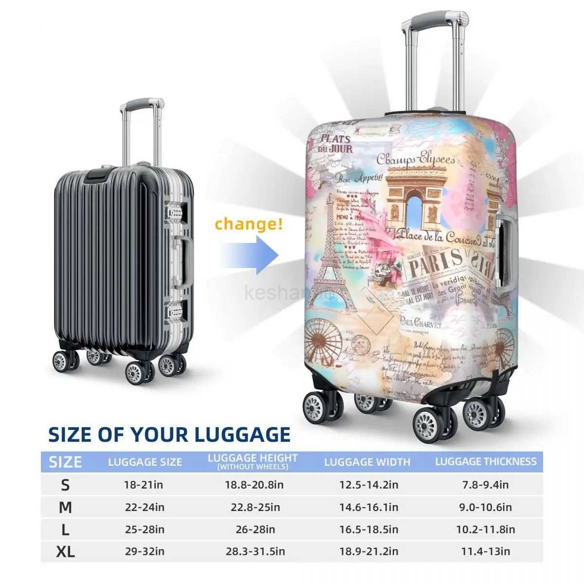 Paris Graffiti Suitcase Cover Vacation Eiffel Tower Painting Fun Luggage Supplies Travel ProtectorXJ240723