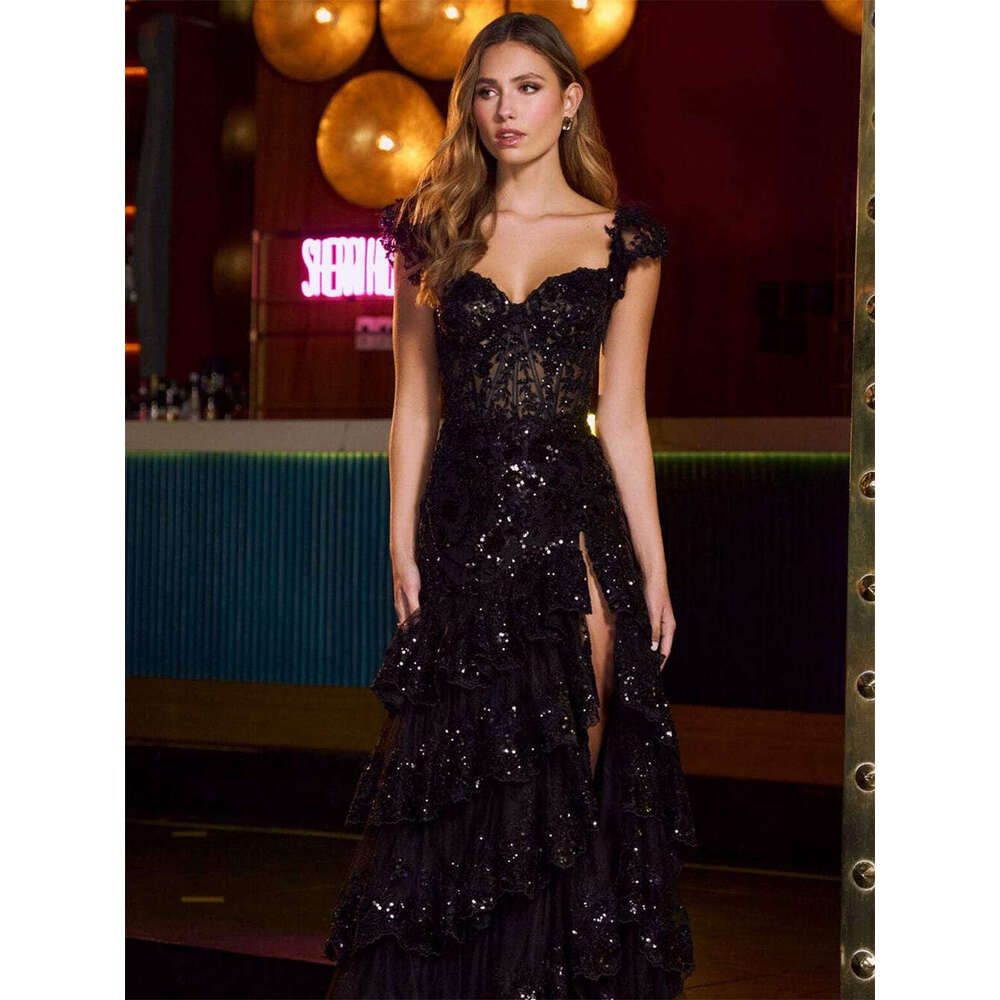Sexy Lace High Slit Printed Evening Gowns: Elegant Strapless Party Dress 2024, Simple or-Length Gown Vestidos De Novia