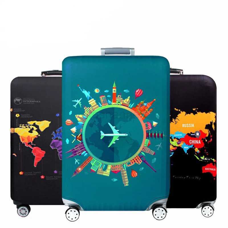 World Map Design Luggage Protective Cover Travel Suitcase Cover Elastic Dust Cases For 18 to 32 Inches Travel AccessoriesXJ240723