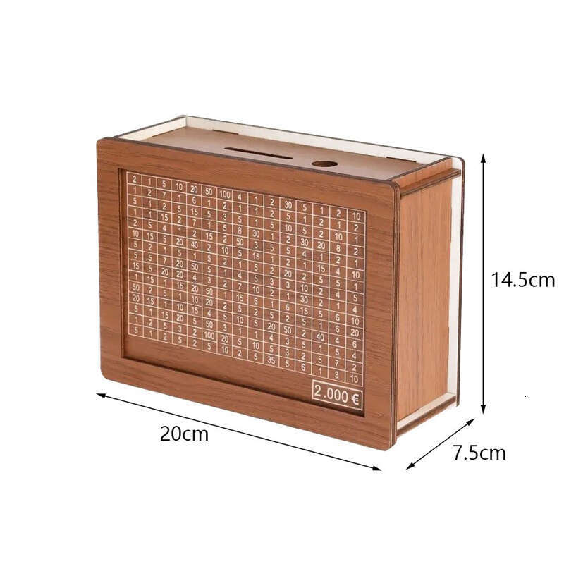 Wooden Reusable Handmade Money Box, Piggy Bank With Goal And Numbers To Check For Helps The Habit Of Saving 0723