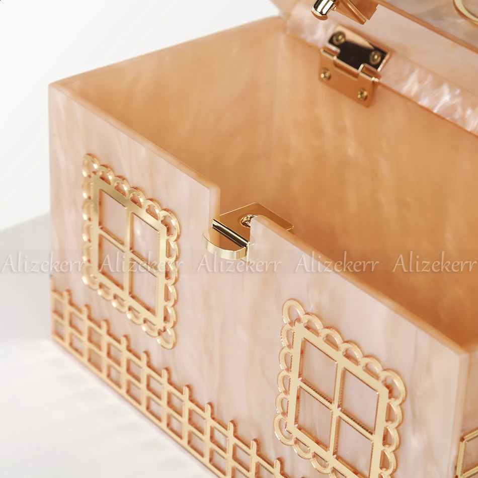 Alizekerr Acrylic Box Evening Clutch Bags Women er Acrylic Handle House Shaped Purses And Handbags Wedding Party 240819
