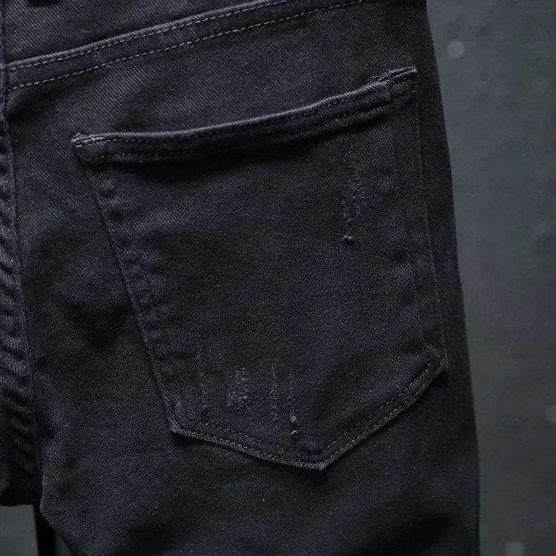 Ripped Jeans Men Winter Slim Skinny Fit Balck Stretch Hip Hop Denim Pants Patchwork Distressed Mens Trousers Fashion Streetwear 240821
