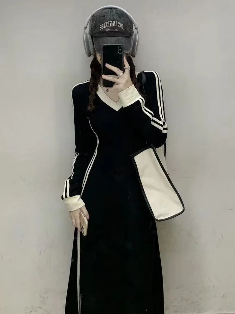 Plus Size 4xl 5xl Casual Slim Long Sleeve Dresses Summer Black Office Lady Womens Clothing Spring Korean Fashion Elegant Dress 240722