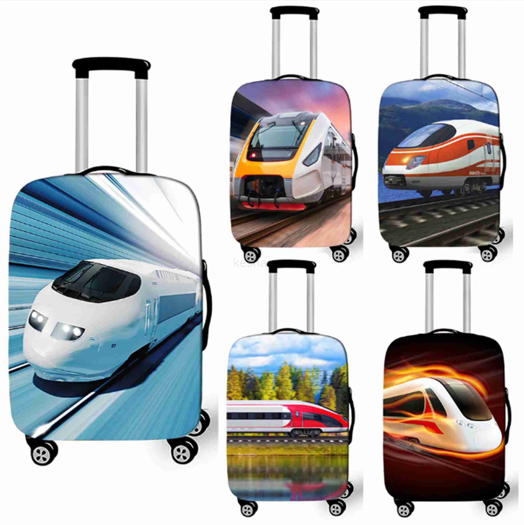 New High-speed Train Print Pattern Colour Graphics Pattern Suitcase Dust Waterproof Cover Unisex Pull Rod Box Protective CoverXJ240723