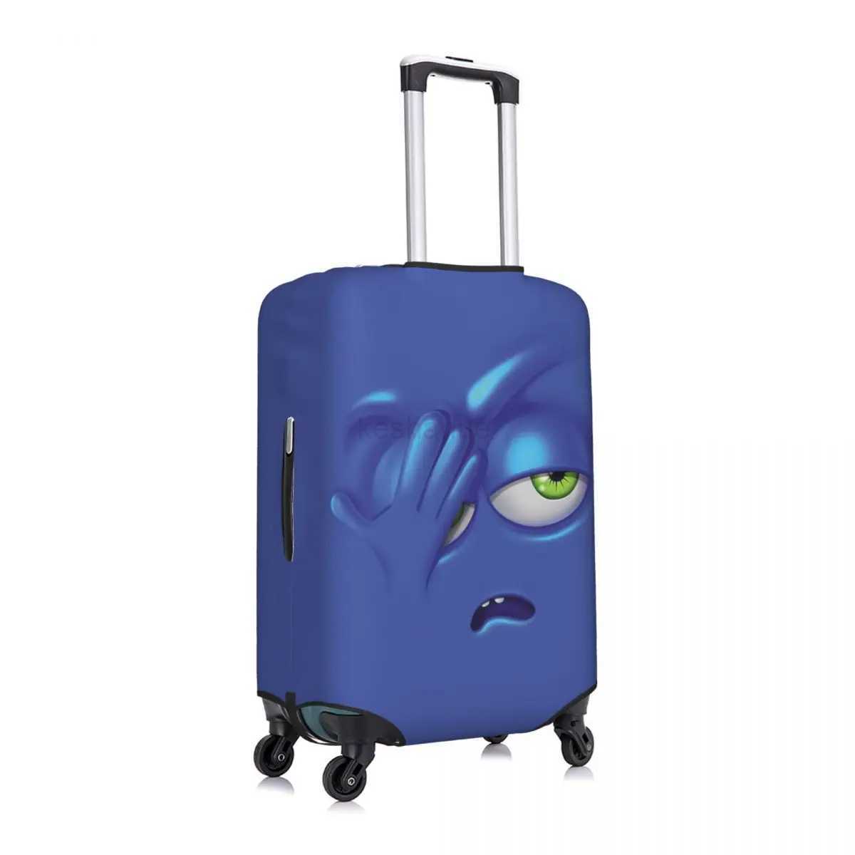 Facial Expression Suitcase Cover Blue Funny Face Cartoon Cruise Trip Flight Fun Luggage Supplies ProtectorXJ240723