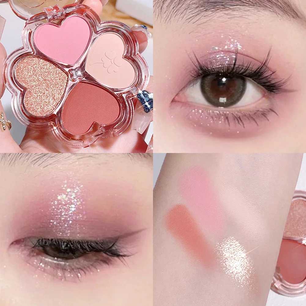 3/4 color eye shadow palette small portable earth red matte eye shadow durable waterproof shimmer pigment makeupW240730