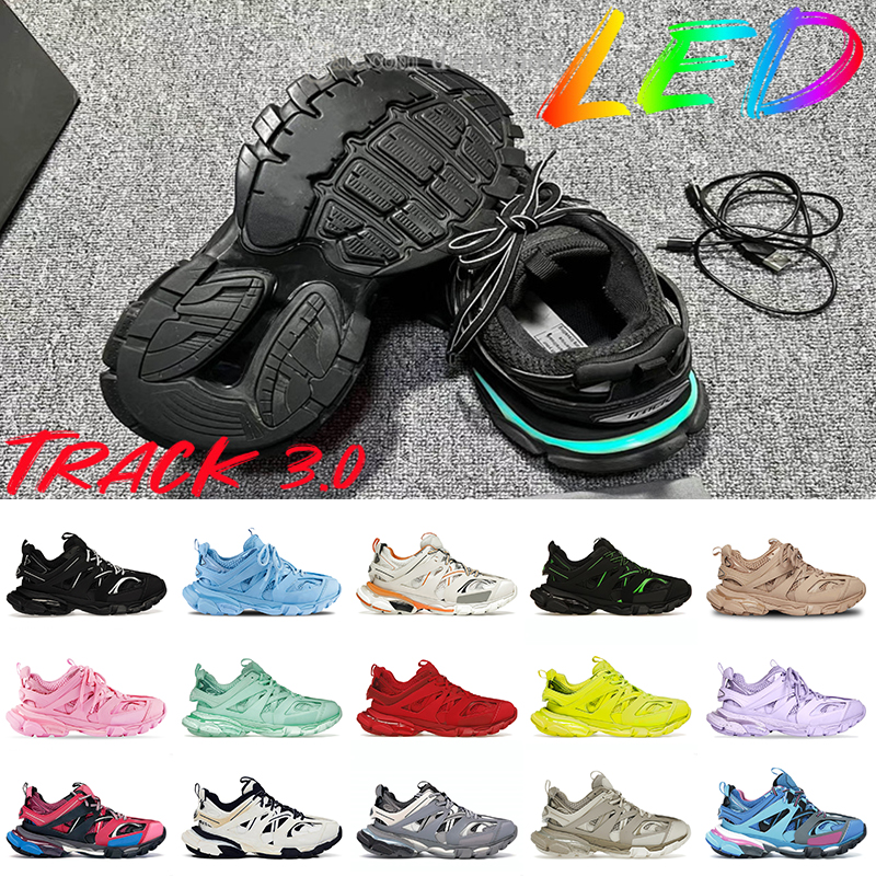 Fashion luxury led lights 3.0 3 designer casual shoes runner 7 7.5 BURGUNDY runners platform sneakers black white pink des chaussures womens mens trainers size 36-46