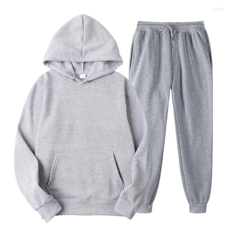 Men's Tracksuits Blank Fleece Sweatpants And Hoodie Set Unisex Jogging Suits Sweatsuit Men Joggers For Chandals Para Hombre