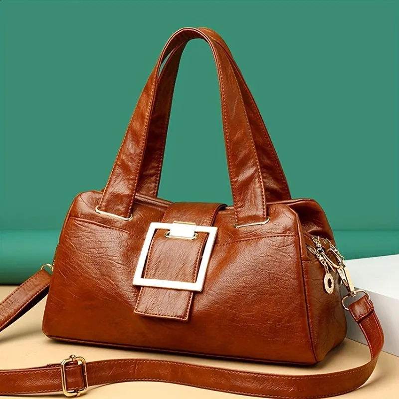 Womens shoulder bag PU large capacity handbag womens multi-purpose fashionable cross body bag womens casual handbag 240904