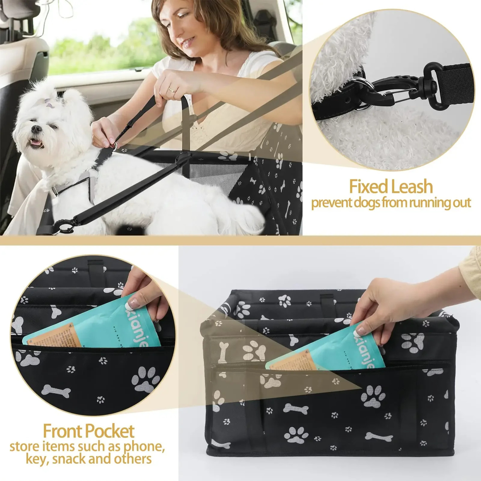 Front Pet Booster Car Seat for Small to Medium Cats Dog Travel Cage Accessories
