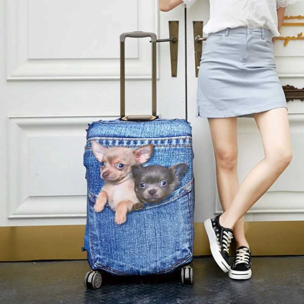 3D Luggage Protective Cover Cat Dog 18-28 Inch Trolley Suitcase Dust Cover Elasticity Animal Pattern Suitcase Case CoversXJ240723