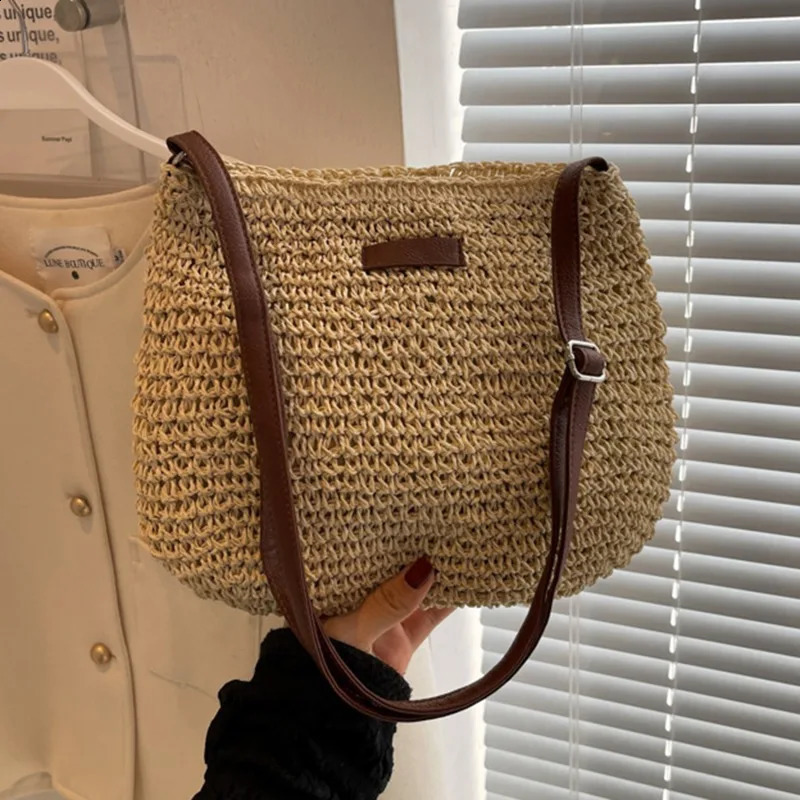 Womens Fashion Summer Straw Cross Bag Womens Beach Holiday Shopping Womens Shoulder Bag Womens Messenger Bag 250326