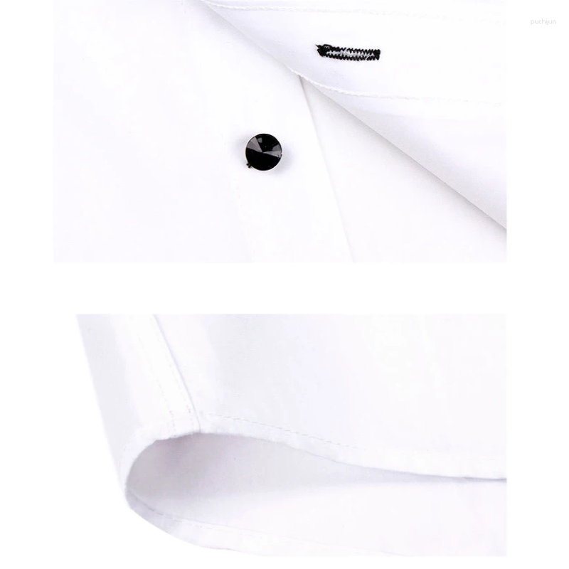 Men's Casual Shirts Dress Shirt Men Button-down Collared Formal Business Long Sleeve Korean Fashion Slim Fit Male Designer White