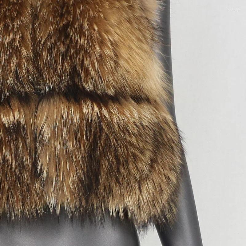 Women's Leather Noble Natural Raccoon Fur Winter Jacket Women Big Fluffy Real Coat Thick Warm Outerwear Streetwear Plus Size
